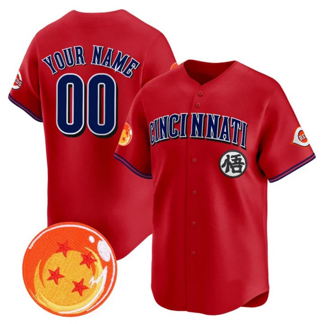 Custom Cincinnati Reds x Dragon Ball Red Vapor Premier Limited Jersey - All Stitched Baseball Jersey - Main View