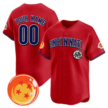 Custom Cincinnati Reds x Dragon Ball Red Vapor Premier Limited Jersey - All Stitched Baseball Jersey - Main View