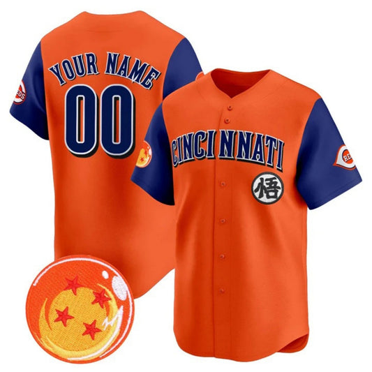 Custom Cincinnati Reds x Dragon Ball Royal Orange Vapor Premier Limited Jersey - All Stitched Baseball Jersey - Main View