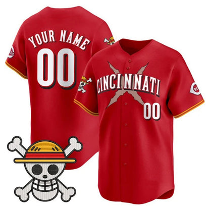 Custom Cincinnati Reds x One Piece Red Vapor Premier Limited Jersey - Stitched Baseball Jersey - Main View