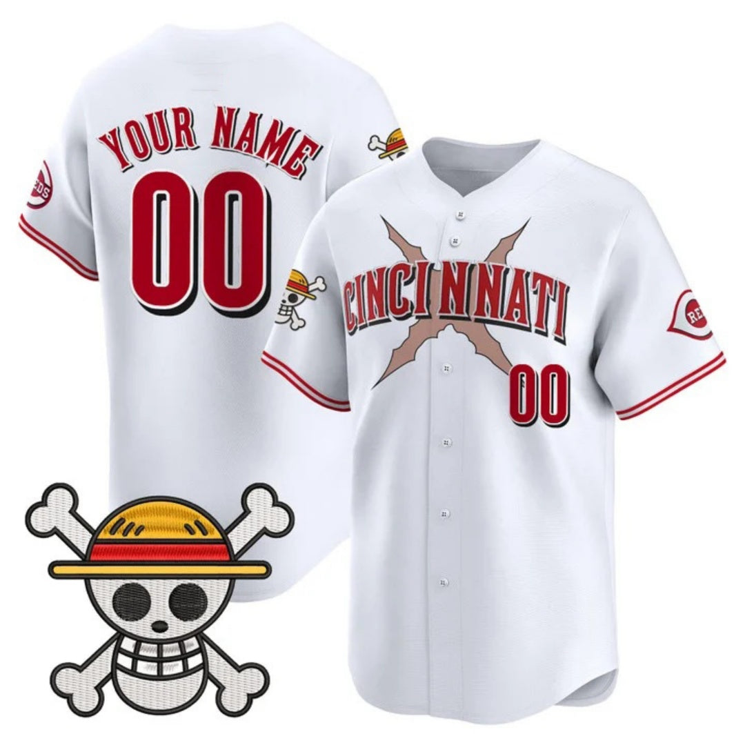 Custom Cincinnati Reds x One Piece White Vapor Premier Limited Jersey - Stitched Baseball Jersey - Main View