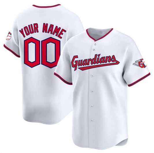 Custom Cleveland Guardians Active Player White Home Limited Stitched Baseball Jersey - Main View