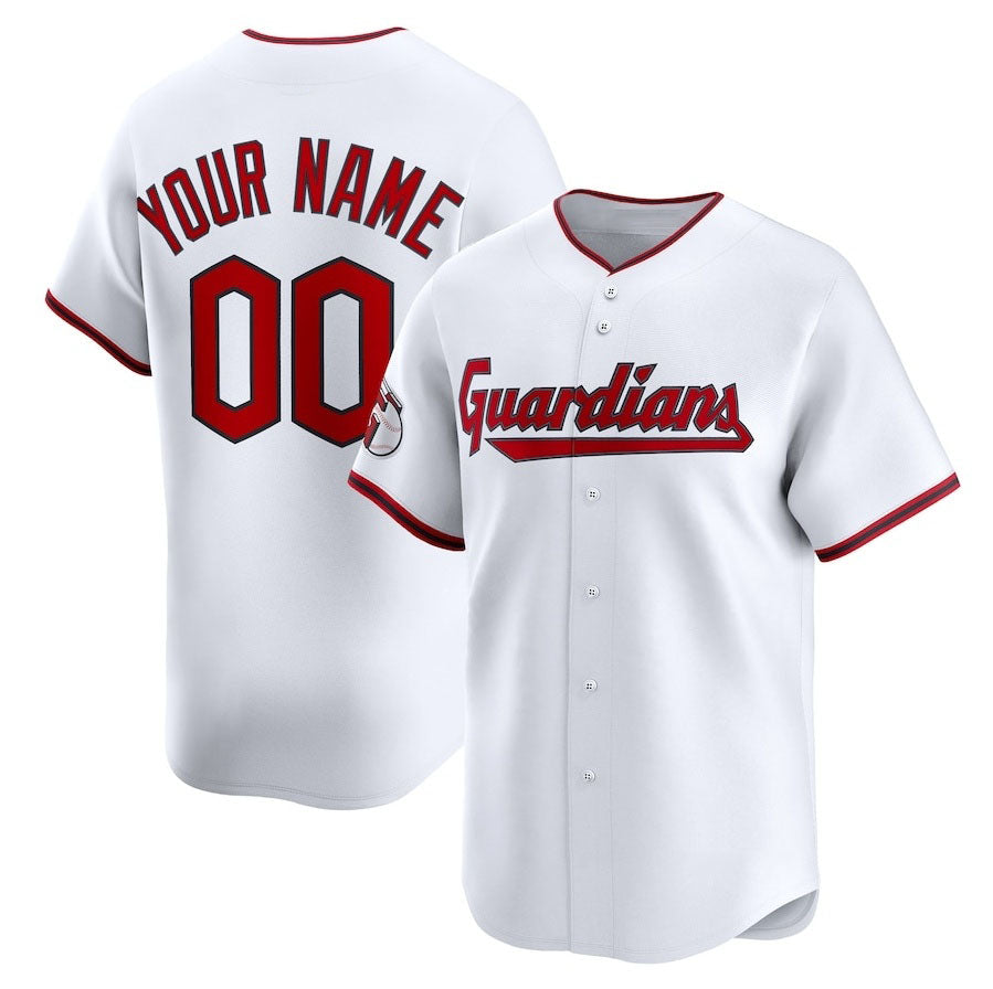 Custom Cleveland Guardians Home Limited Jersey - White Stitched Baseball Jerseys - Main View