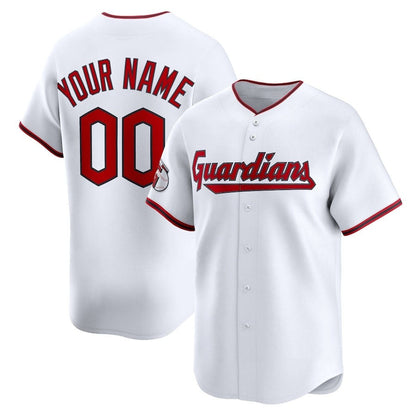 Custom Cleveland Guardians Home Limited Jersey - White Stitched Baseball Jerseys - Main View