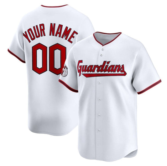 Custom Cleveland Guardians Home Limited Jersey - White Stitched Baseball Jerseys - Main View