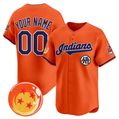 Custom Cleveland Indians x Dragon Ball Orange Vapor Premier Limited Jersey - All Stitched Baseball Jersey - Main View