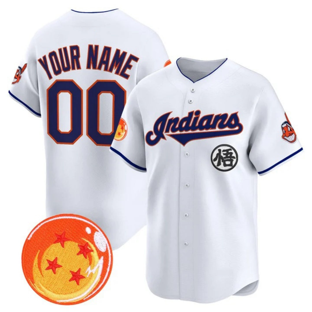 Custom Cleveland Indians x Dragon Ball White Vapor Premier Limited Jersey - All Stitched Baseball Jersey - Main View