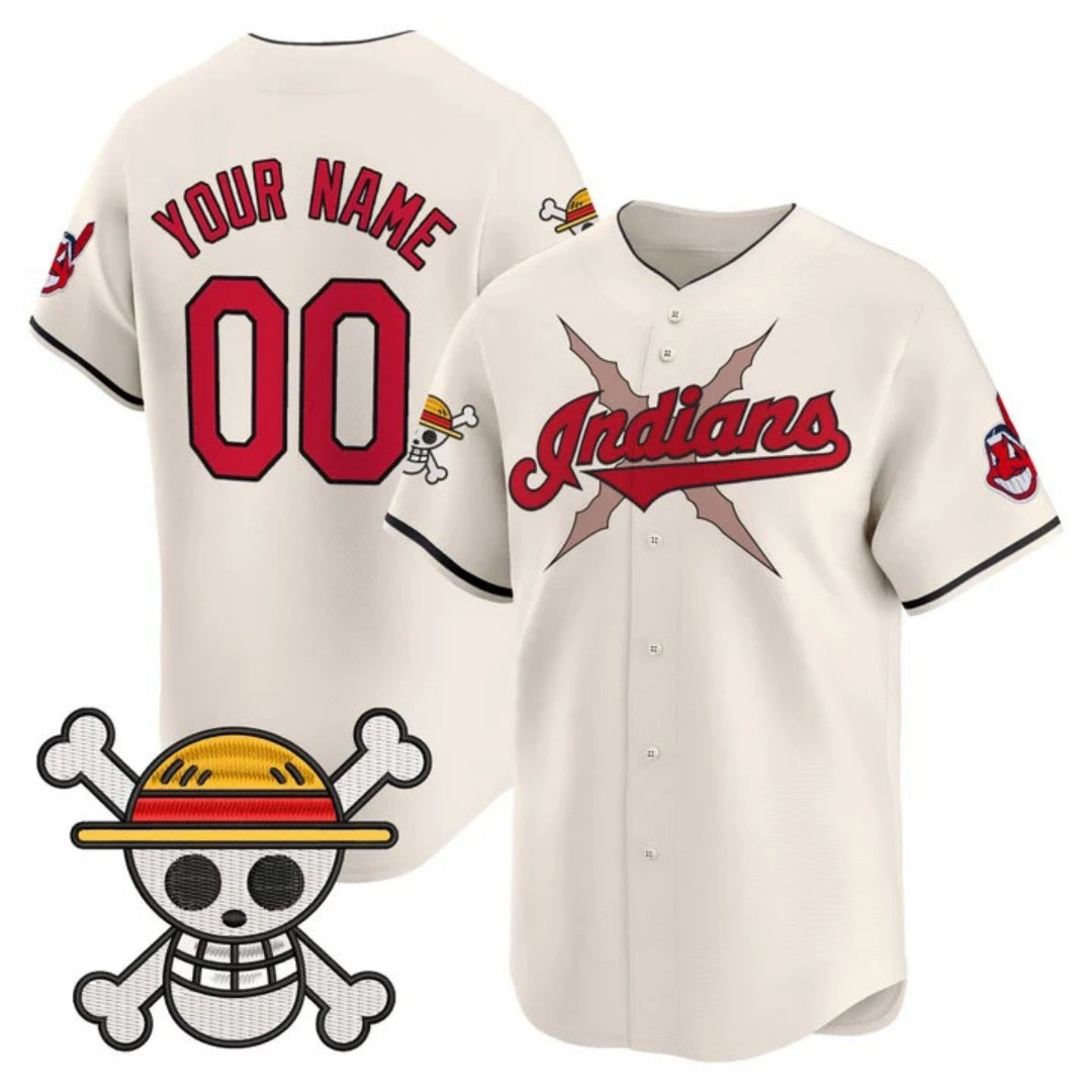 Custom Cleveland Indians x One Piece Cream Vapor Premier Limited Jersey - Stitched Baseball Jersey - Main View