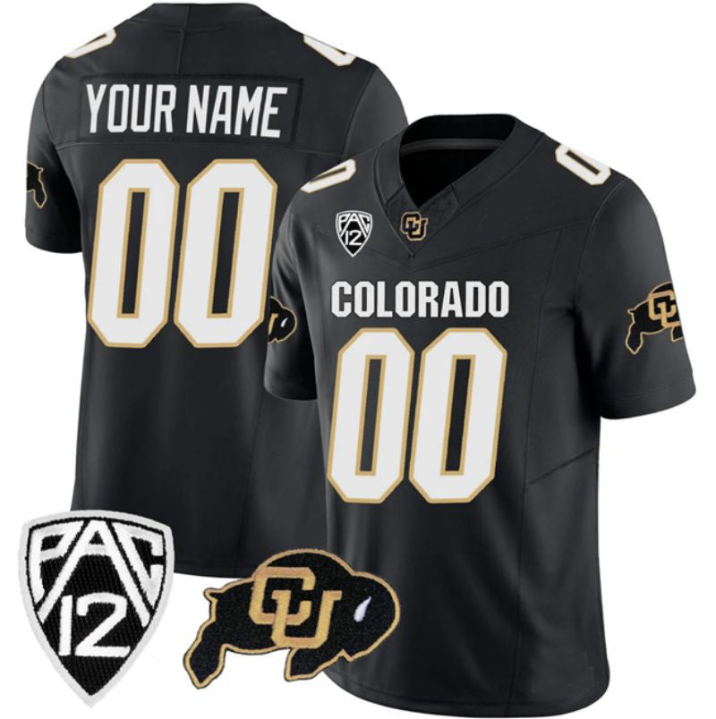 Custom Colorado Buffaloes Black 2023 FUSE Stitched Football College Jersey - Main View