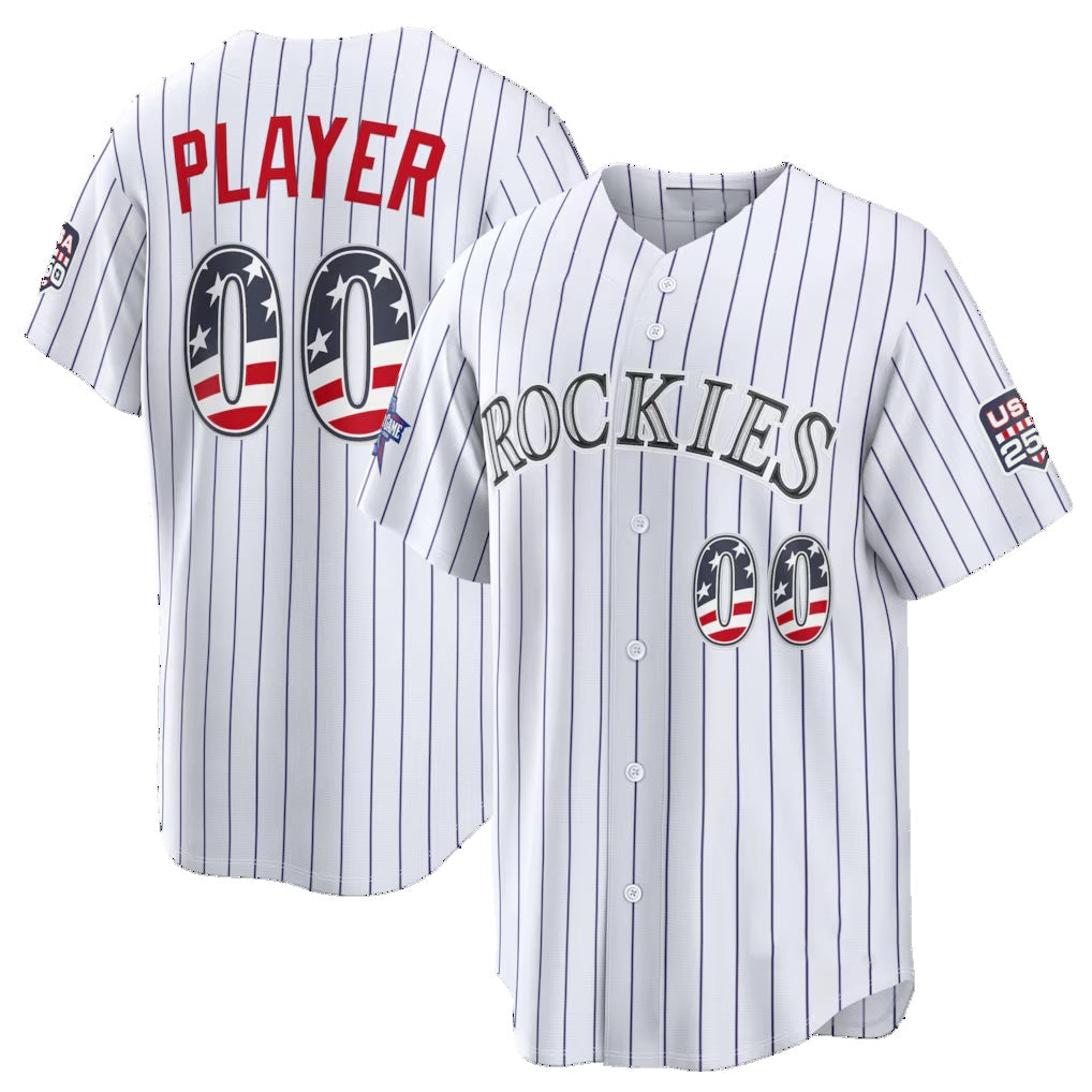 Custom Colorado Rockies 2026 All-Star Edition Stars & Stripes White Stadium Pick-A-Player Baseball Jersey - Main View