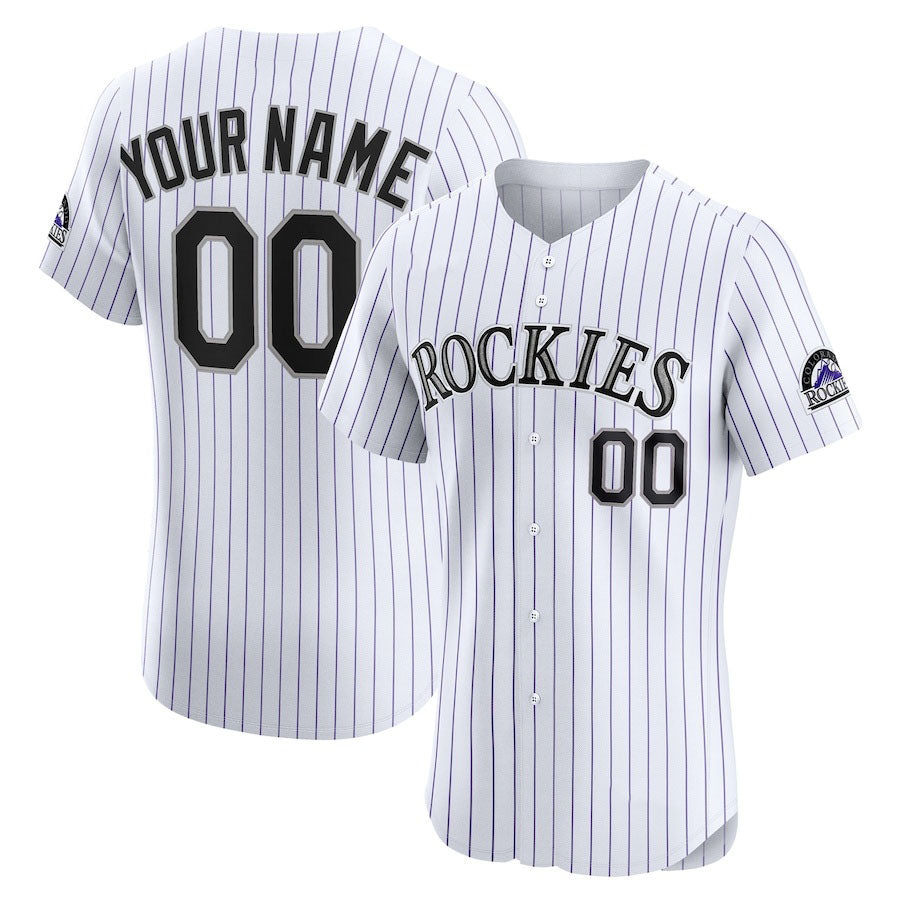 Custom Colorado Rockies Home Elite Jersey – White Baseball Jerseys - Main View