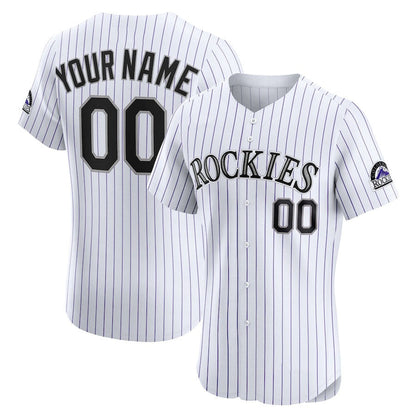 Custom Colorado Rockies Home Elite Jersey – White Baseball Jerseys - Main View