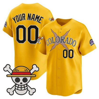 Custom Colorado Rockies x One Piece Gold Vapor Premier Limited Jersey - Stitched Baseball Jersey - Main View