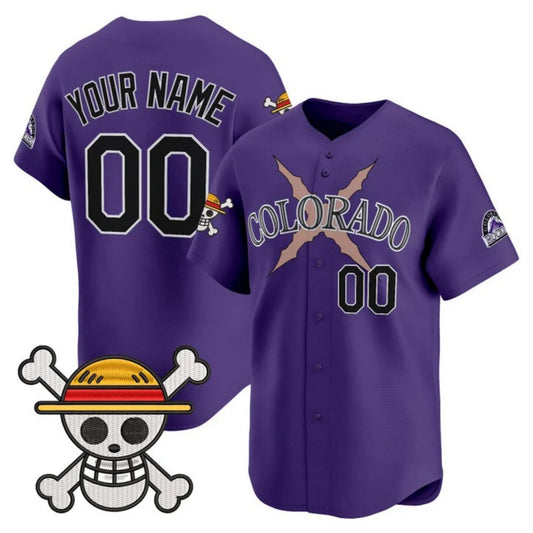 Custom Colorado Rockies x One Piece Purple Vapor Premier Limited Jersey - Stitched Baseball Jersey - Main View