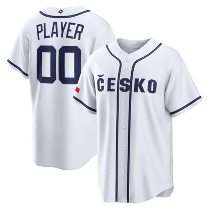 Custom Czech Republic Baseball 2026 World Baseball Classic Home Pick-A-Player Jersey - White Baseball Jersey Tailgate Goods - Main View