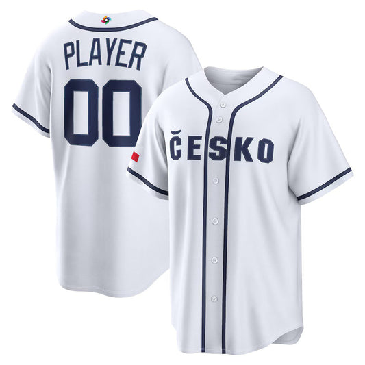 Custom Czech Republic Baseball 2026 World Baseball Classic Home Pick-A-Player Jersey - White Baseball Jersey Tailgate Goods - Main View