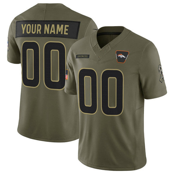Custom D.Broncos Active Player Olive 2025 Salute to Service Limited Football Stitched Jersey - Main View
