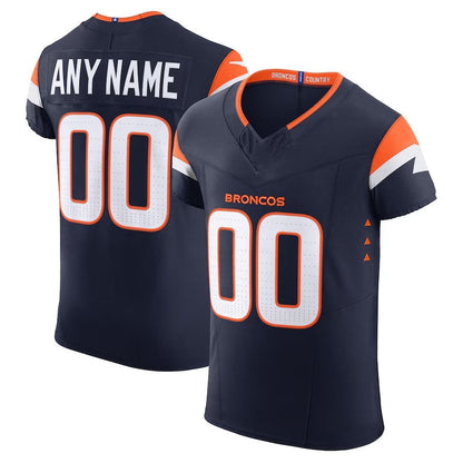Custom D.Broncos Navy Alternate Vapor F.U.S.E. Elite Stitched Football Jersey - Main View
