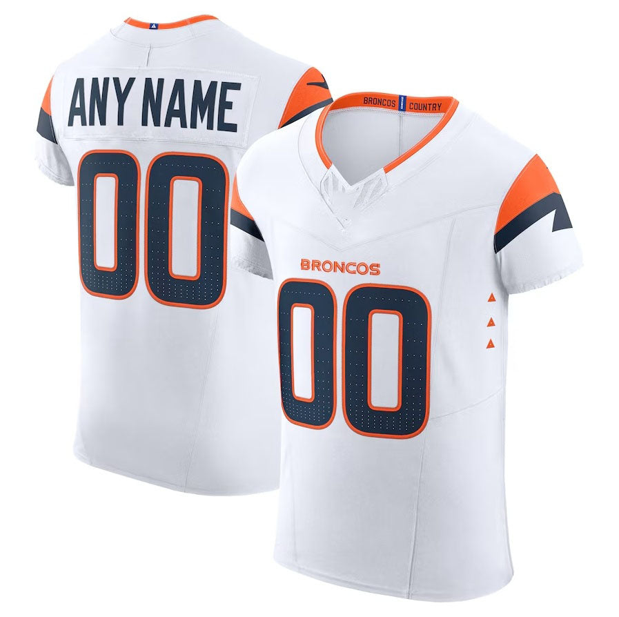 Custom D.Broncos White Vapor F.U.S.E. Elite Stitched Football Jersey - Main View