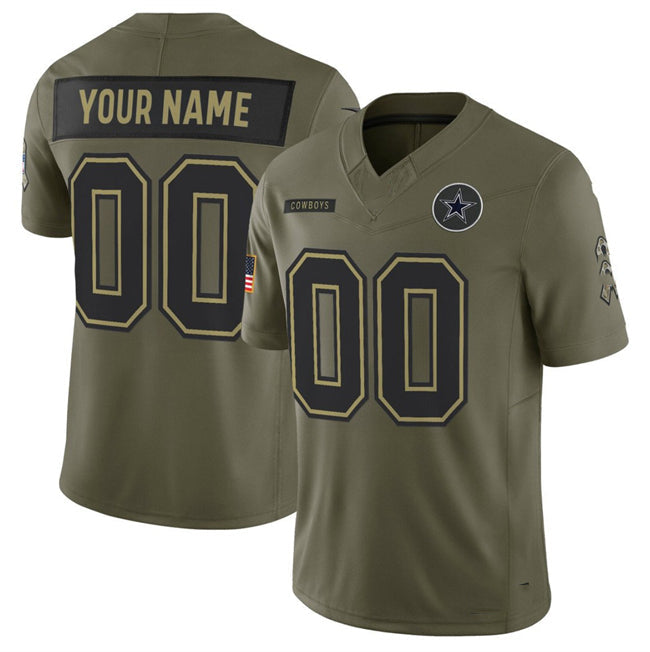 Custom D.Cowboys Active Player Olive 2025 F.U.S.E. Salute to Service Limited Football Stitched Jersey - Main View
