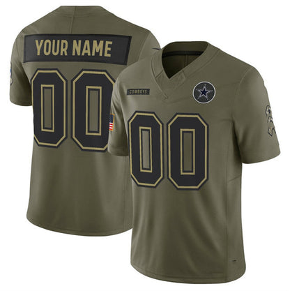 Custom D.Cowboys Active Player Olive 2025 F.U.S.E. Salute to Service Limited Football Stitched Jersey - Main View
