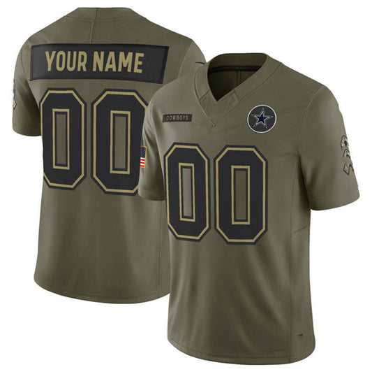 Custom D.Cowboys Active Player Olive 2025 F.U.S.E. Salute to Service Limited Football Stitched Jersey - Main View