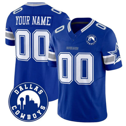 Custom D.Cowboys Active Player Royal 2025 F.U.S.E Dallas City Patch Vapor Untouchable Limited Football Stitched Game Jersey - Main View