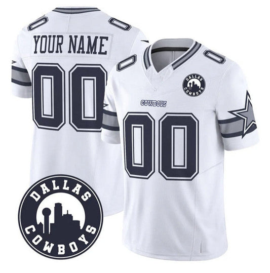 Custom D.Cowboys Active Player White 2025 F.U.S.E Dallas City Patch Vapor Untouchable Limited Football Stitched Game Jersey - Main View