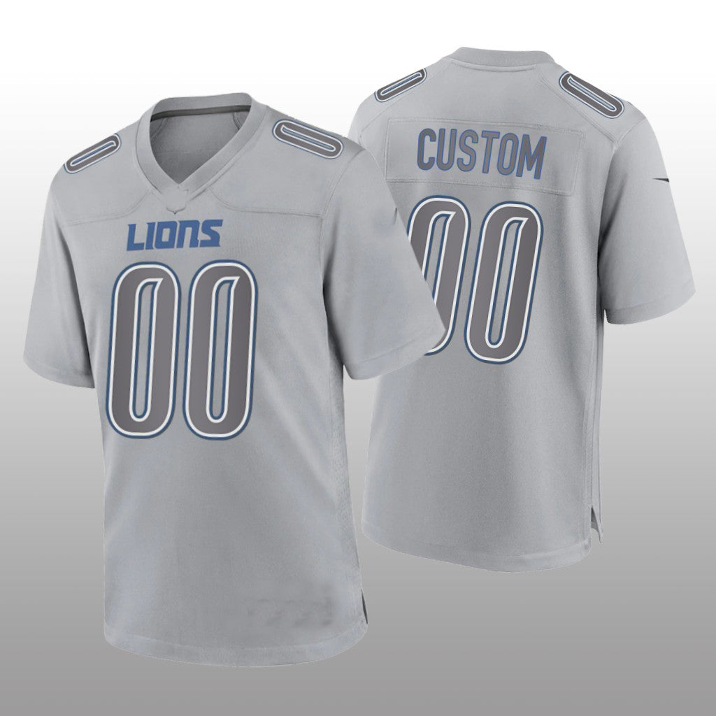 Custom D.Lions Gray Game Atmosphere Jersey Stitched American Football Jerseys - Main View