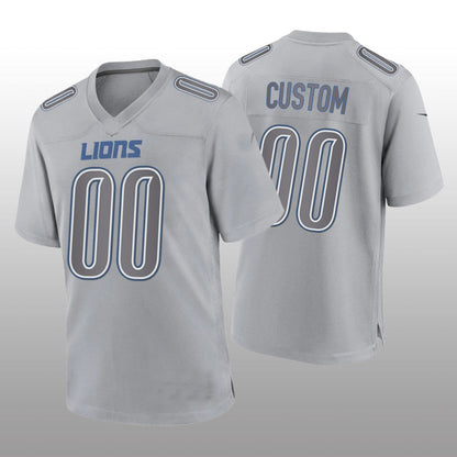 Custom D.Lions Gray Game Atmosphere Jersey Stitched American Football Jerseys - Main View