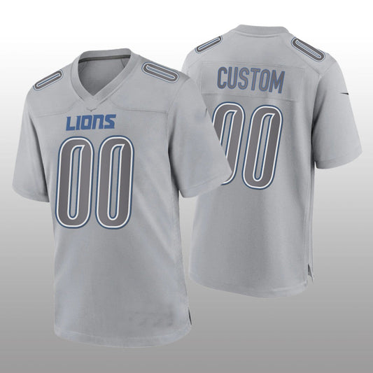 Custom D.Lions Gray Game Atmosphere Jersey Stitched American Football Jerseys - Main View
