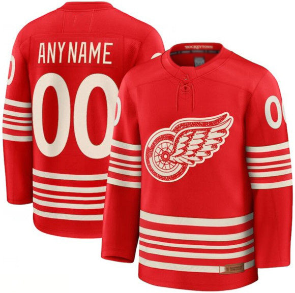 Custom D.Red Wings Active Player Red 2025 Centennial Premium Stitched American Hockey Jerseys - Main View