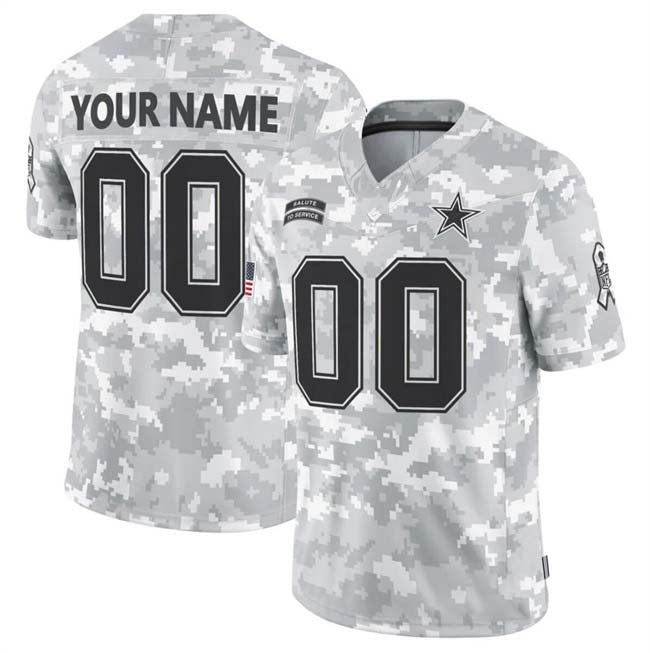 Custom D.Cowboys Active Player 2024 F.U.S.E Arctic Camo Salute To Service Limited Stitched Football Jersey - Main View