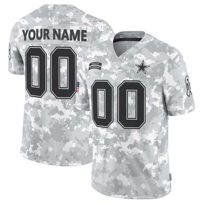 Custom D.Cowboys Active Player 2024 F.U.S.E Arctic Camo Salute To Service Limited Stitched Football Jersey - Main View