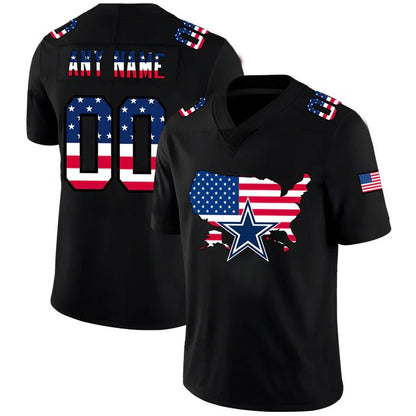 Custom D.Cowboys Football Black Limited Fashion Flag Stitched Jersey Football Jerseys - Main View