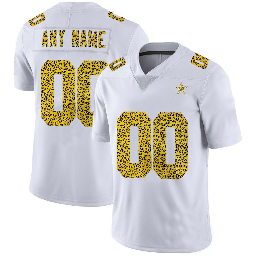 Custom D.Cowboys Jersey White Limited Fashion Vapor Leopard Print - Main View
