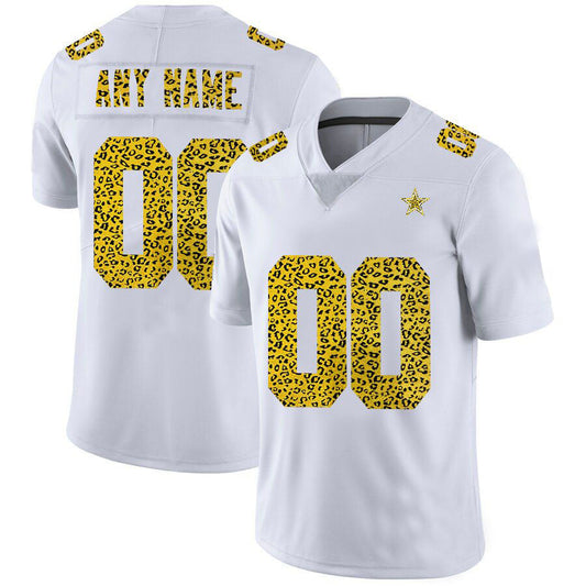 Custom D.Cowboys Jersey White Limited Fashion Vapor Leopard Print - Main View