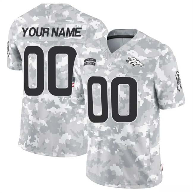 Custom D.Broncos Active Player 2024 F.U.S.E Arctic Camo Salute To Service Limited Stitched Football Jersey - Main View