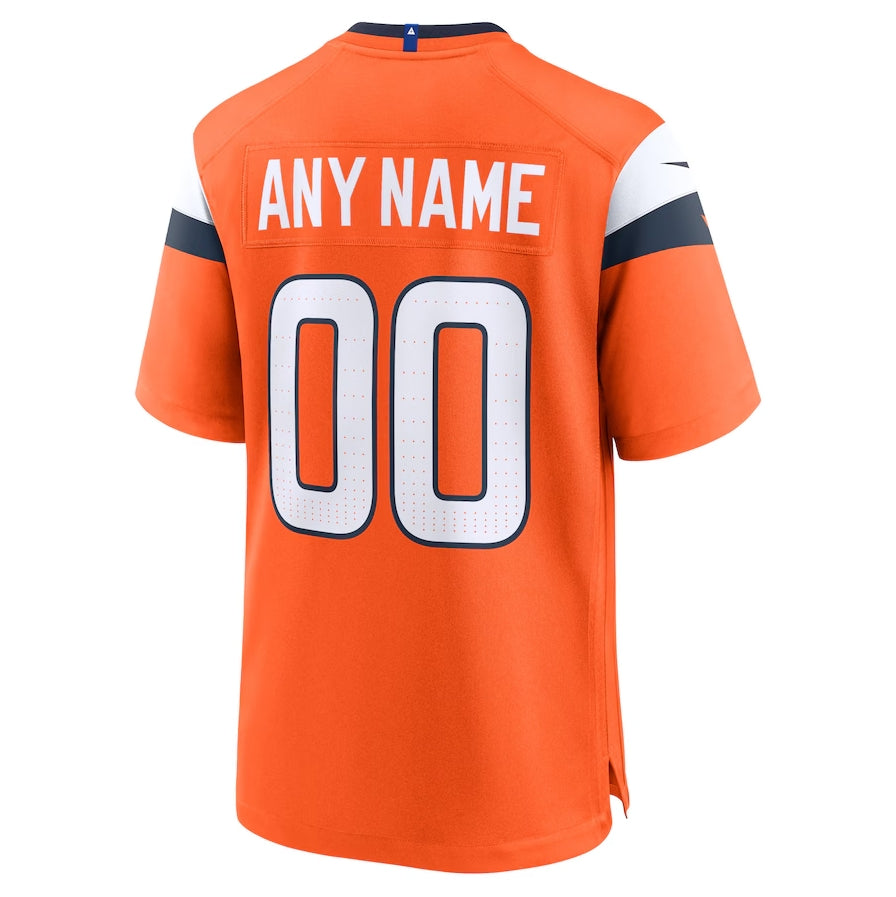 Custom D.Broncos  Game Jersey - Orange American Football Jerseys - Main View