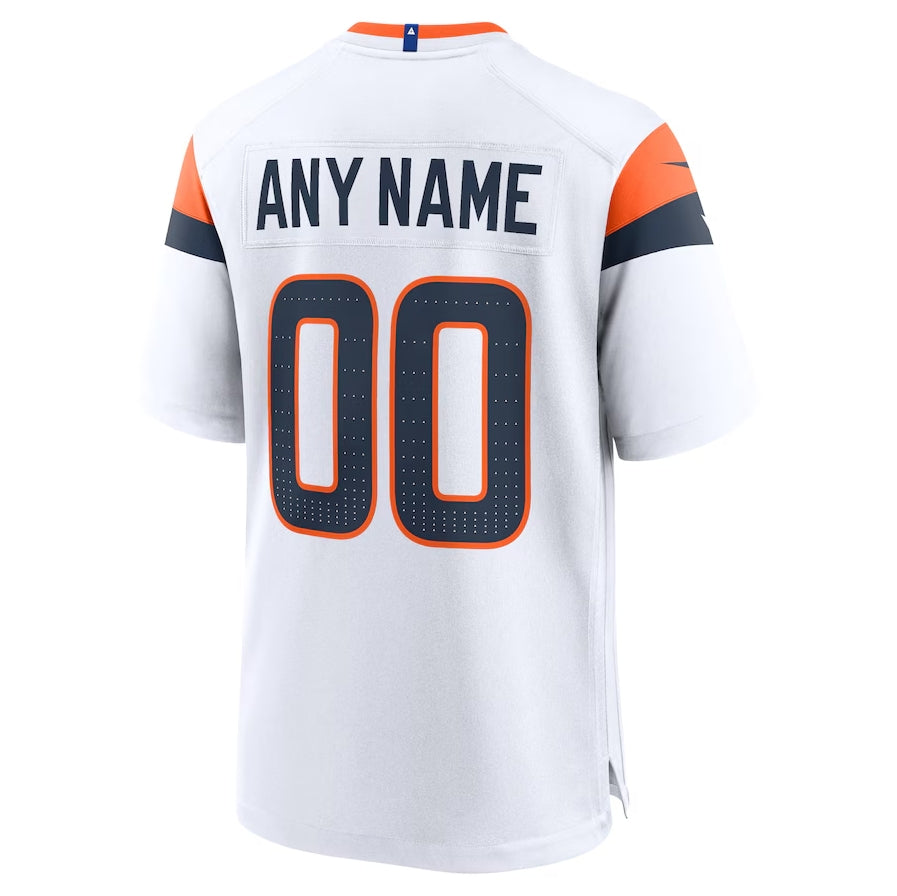 Custom D.Broncos Game Jersey - White American Football Jerseys - Main View