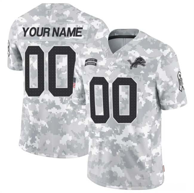 Custom D.Lions Active Player 2024 F.U.S.E Arctic Camo Salute To Service Limited Stitched Football Jersey - Main View