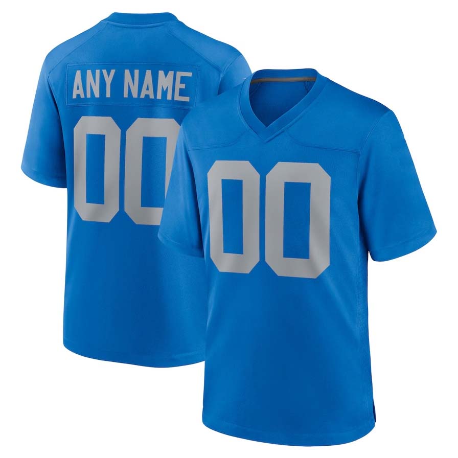 Custom D.Lions Blue Alternate Game Stitched American Football Jerseys - Main View