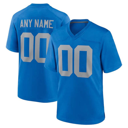 Custom D.Lions Blue Alternate Game Stitched American Football Jerseys - Main View