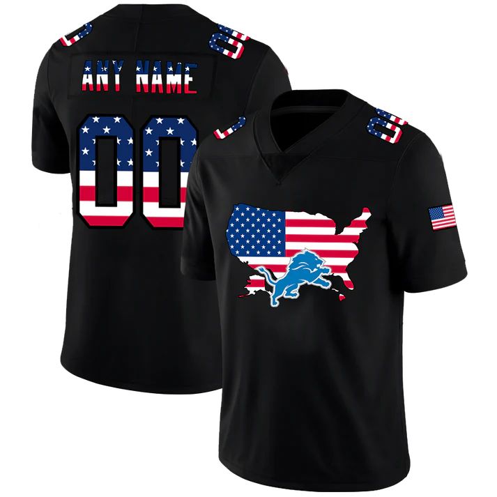 Custom D.Lions  Football Black Limited Fashion Flag Stitched American Football Jerseys - Main View