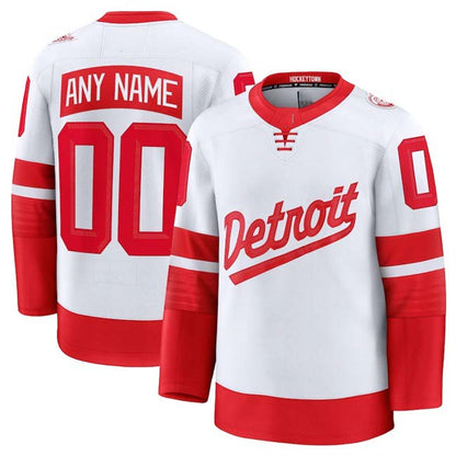 Custom D.Red Wings Active Player White Red 2024-25 Stitched American Hockey Jerseys - Main View