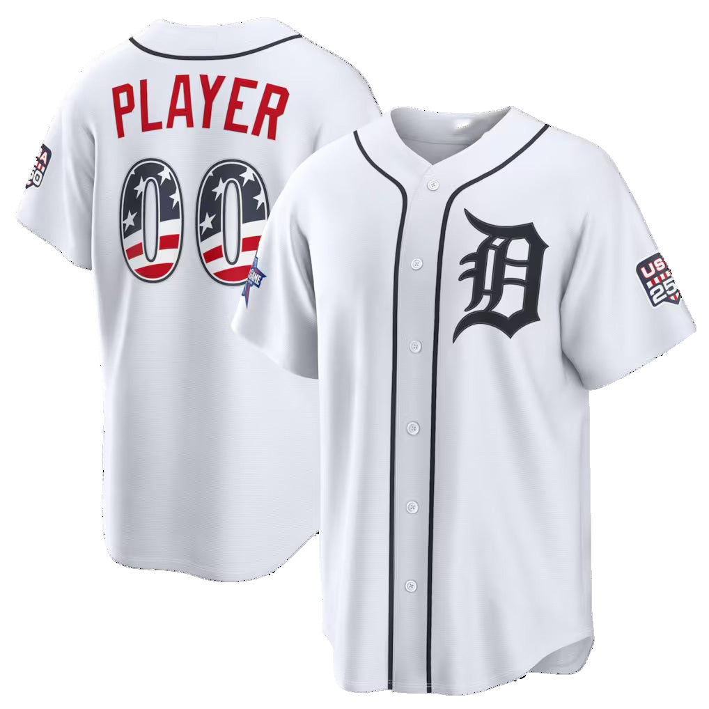 Custom Detroit Tigers 2026 All-Star Edition Stars & Stripes White Stadium Pick-A-Player Baseball Jersey - Main View