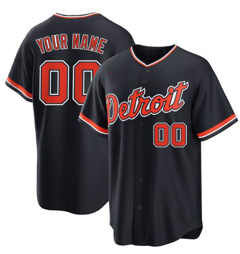 Custom Detroit Tigers Alternate Replica Navy Stitched Baseball Jersey - Main View
