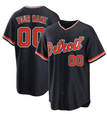 Custom Detroit Tigers Alternate Replica Navy Stitched Baseball Jersey - Main View