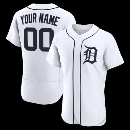 Custom Detroit Tigers White Home Authentic Stitched Baseball Jersey - Main View