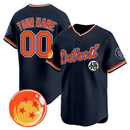 Custom Detroit Tigers x Dragon Ball Navy Vapor Premier Limited Jersey - All Stitched Baseball Jersey - Main View